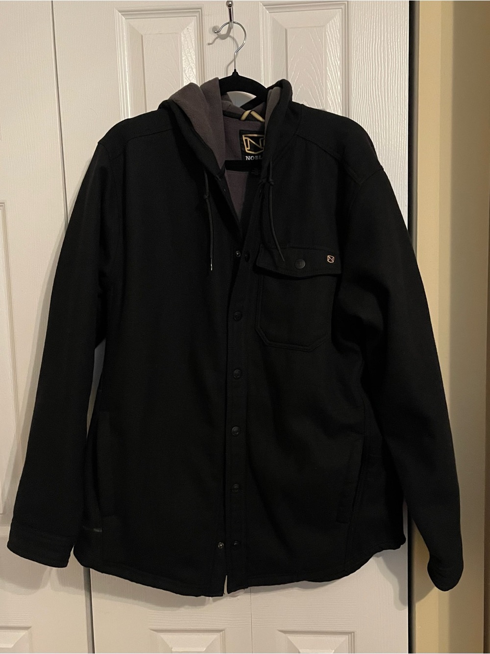 Noble Outfitters Black Men's Hooded Shirt Jacket